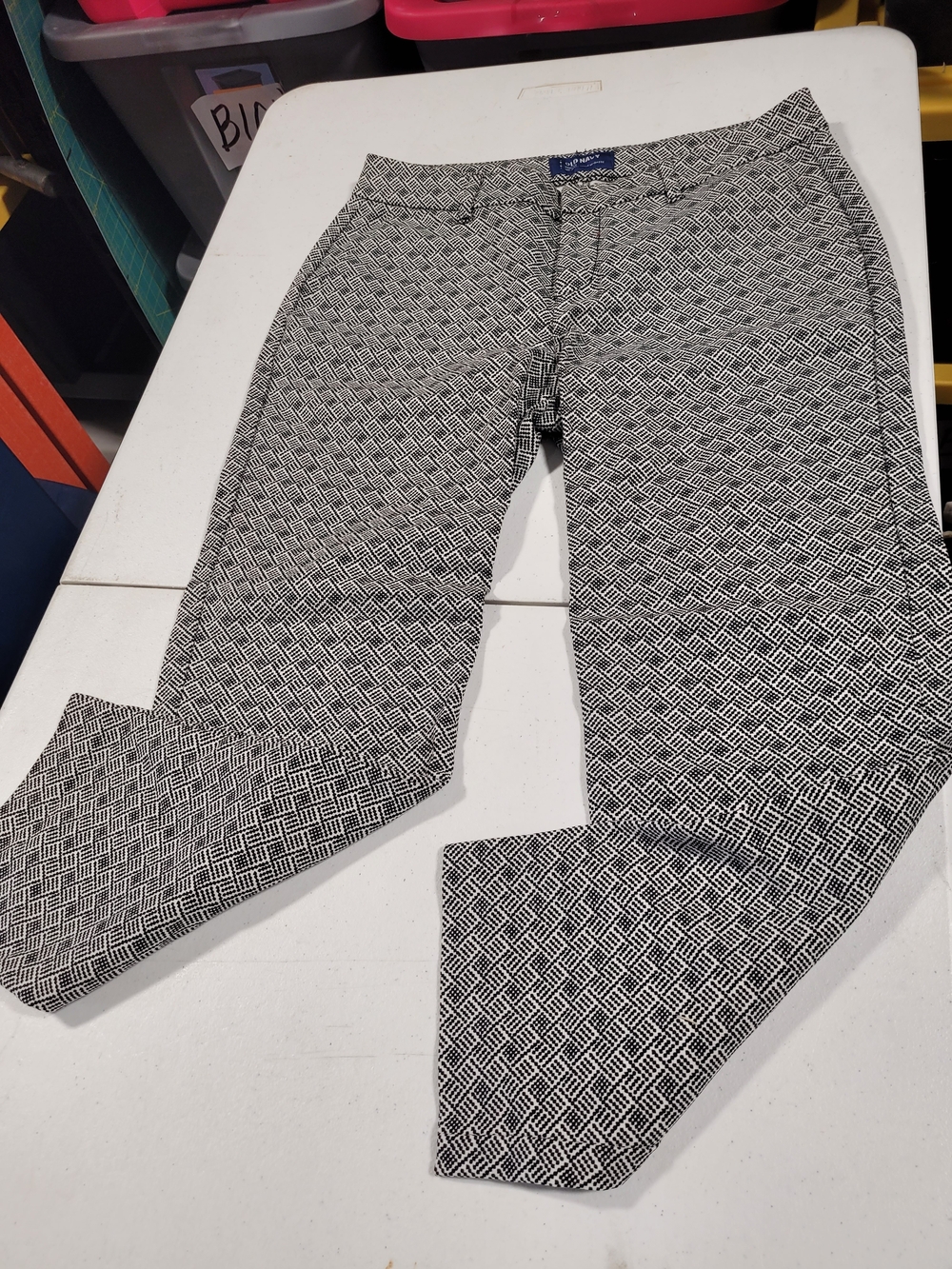 Old Navy Black & White Patterned Chinos